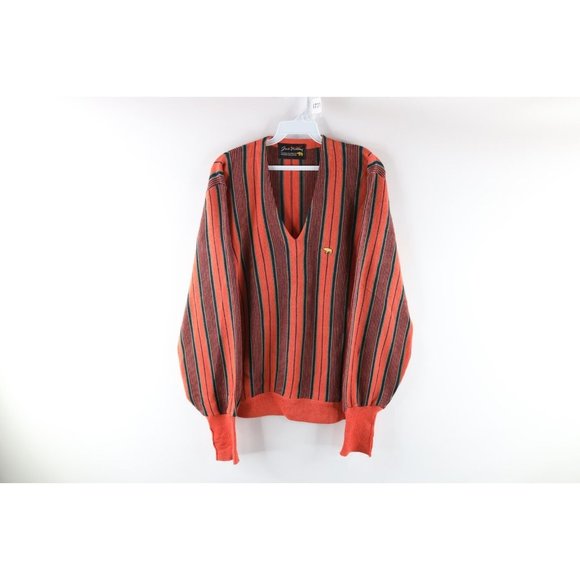 Vtg 70s Jack Nicklaus Kosugi Mens Large Wool Blend Knit Striped Sweater Japan